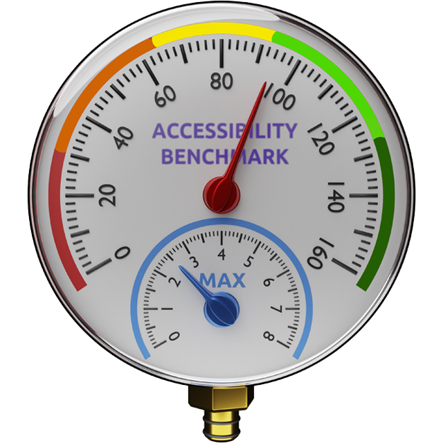 Pressure gauge with text "Accessibility Benchmark"